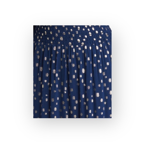 new Lilly Pulitzer 𖦹 Cristiana Chiffon Midi Dress 𖦹 Navy Viscose Metallic 𖦹 4 - Picture 4 of 17